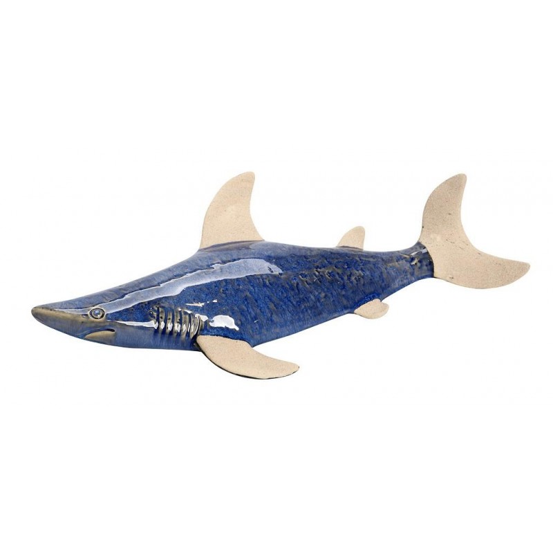 Κεραμικό διακοσμητικό τοίχου καρχαρίας σε γαλάζια απόχρωση 42x22x6 εκ
