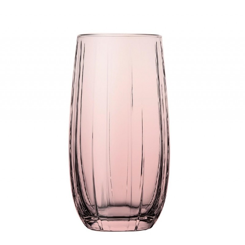 Linka ροζ γυάλινο ποτήρι νερού σετ έξι τεμαχίων 5x15 εκ