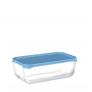 Snowbox δοχείο φαγητού γυάλινο διάφανο με μπλε καπάκι 20.3x12x7.2 εκ