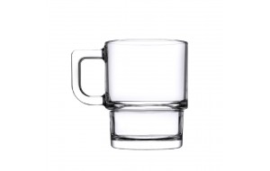 Hill Mug γυάλινο διάφανο φλυτζάνι με χερούλι σετ δύο τεμαχίων 6x10 εκ 320ml