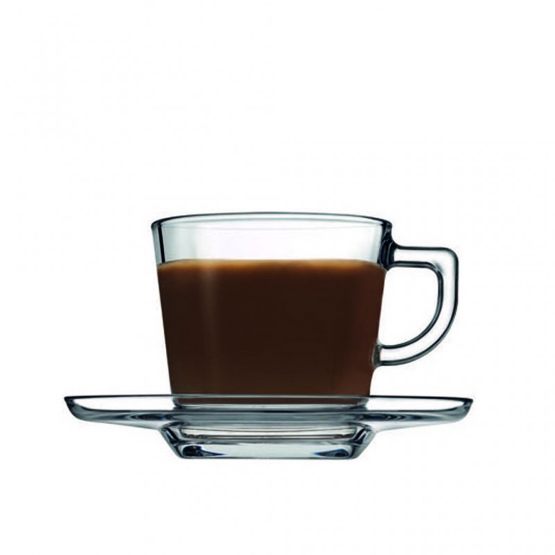 Carre Cup And Saucer Cappuccino φλυτζάνι γυάλινο με πιατάκι σετ έξι τεμαχίων 13.7x8 εκ