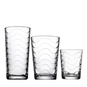 Toros ποτήρια γυάλινα νερού διάφανα σετ δεκαοχτώ τεμαχίων σε τρία διαφορετικά ύψη