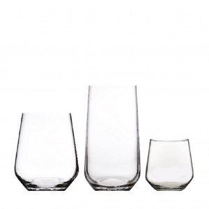 Allegra ποτήρια διάφανα από γυαλί σε τρία διαφορετικά σχέδια σετ δεκαοκτώ τεμαχίων 
