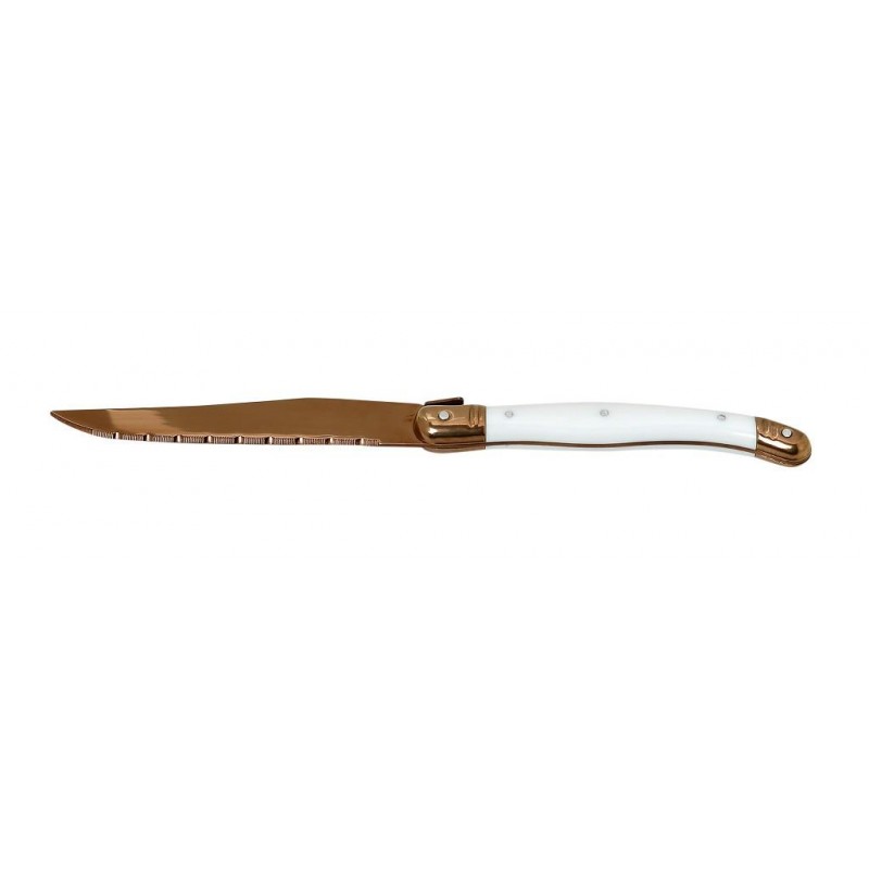 Antique cut μαχαίρι steak χάλκινο με λευκή λαβή σετ των δώδεκα τεμαχίων 23 εκ