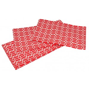 Βαμβακερό τραπεζομάντηλο σε λευκό και κόκκινο χρώμα 180x140 εκ