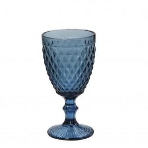 Tristar γυάλινο ποτήρι νερού ή κόκκινου κρασιού σε μπλε χρώμα σετ των έξι τεμαχίων 9x17 εκ