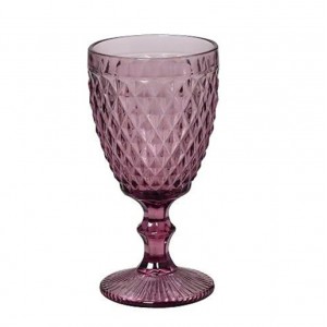 Tristar γυάλινο ποτήρι νερού ή κόκκινου κρασιού σε μωβ χρώμα σετ των έξι τεμαχίων 9x17 εκ