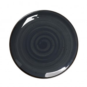 Terra Grey πορσελάνινα ρηχά πιάτα φαγητού σε γκρι χρώμα σετ των έξι τεμαχίων 26 εκ