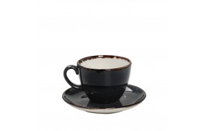 Terra Grey φλυτζάνι cappuccino με πιατάκι σε γκρι χρώμα σετ των έξι 14x8 εκ