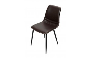 Καρέκλα από δερματίνη με μεταλλικό σκελετό σε σκούρο καφέ χρώμα σετ των δύο τεμαχίων 46x58x71 εκ