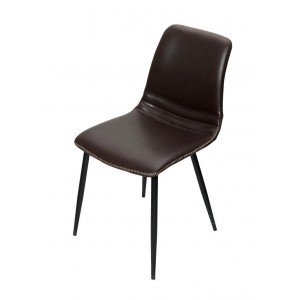 Καρέκλα από δερματίνη με μεταλλικό σκελετό σε σκούρο καφέ χρώμα σετ των δύο τεμαχίων 46x58x71 εκ