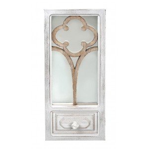 Vintage ξύλινος καθρέπτης πόρτα σε λευκό χρώμα 28x5x70 εκ