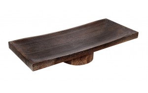 Πλατώ σερβιρίσματος ορθογώνιο ξύλινο σε σκούρο καφέ απόχρωση με πόδι 70x30x13 εκ