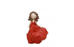 Κόκκινο επιτραπέζιο διακοσμητικό κοριτσάκι από πολυρεζίνη 17 εκ