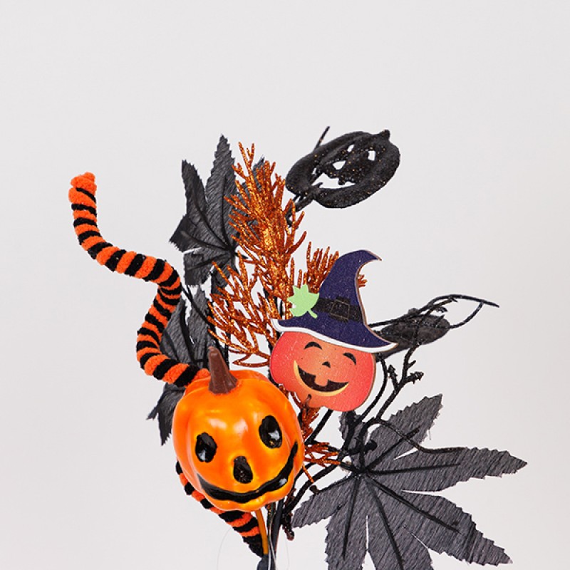 Διακοσμητικό κλαδί Halloween με κολοκύθα σετ έξι τεμαχίων 34 εκ