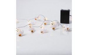 20 διακοσμητικά λαμπάκια Halloween σε σειρά με φαντασματάκια σε λευκή απόχρωση IP20 μπαταρίας 220 εκ