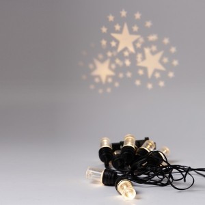 8 LED λαμπάκια γιρλάντα προτζέκτορα με σχέδιο αστέρι μαύρο καλώδιο IP44 θερμό λευκό φως 350 εκ