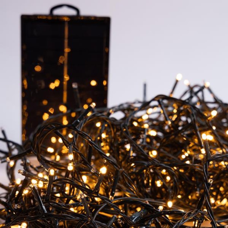 480 LED λαμπάκια με πρόγραμμα ηλιακό συλλέκτη πράσινο καλώδιο και θερμό λευκό φως 250 εκ