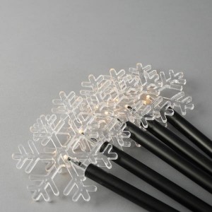 5 LED λαμπάκια χιονονιφάδες με ραβδί για το έδαφος και ηλιακό συλλέκτη με αισθητήρα φωτός επεκτεινόμενα σε θερμό λευκό φως 12x38 εκ