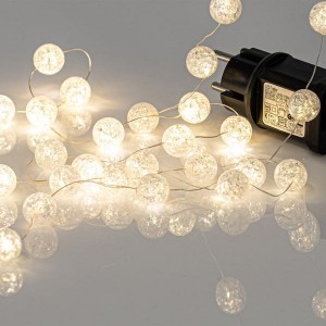 100 mini led λαμπάκια διακοσμημένα με ακρυλικές μπαλίτσες ασημί χάλκινο καλώδιο soft φως IP44 5 μέτρα