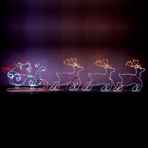 Φωτιζόμενο διακοσμητικό Άγιος Βασίλης και έλκηθρο με Led φωτοσωλήνα IP44 500x120 εκ