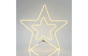 Αστέρι διπλό neon Led φωτοσωλήνας μονοκάναλος με θερμό λευκό φως Ip44 56X58 εκ 