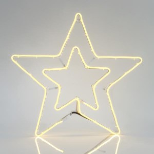 Αστέρι διπλό neon Led φωτοσωλήνας μονοκάναλος με θερμό λευκό φως Ip44 56X58 εκ 