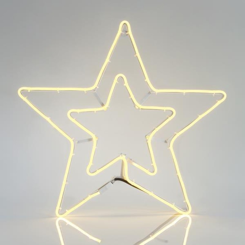 Αστέρι διπλό neon Led φωτοσωλήνας μονοκάναλος με θερμό λευκό φως Ip44 56X58 εκ