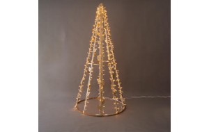 Επαγγελματικό σχέδιο χριστουγεννιάτικο δέντρο 3D διακοσμημένο με φύλλα και φωτοσωλήνα σε θερμό λευκό χρώμα Ip65 120x120x240 εκ