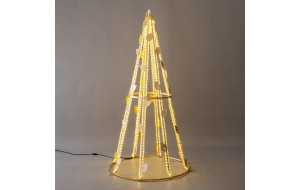 Επαγγελματικό σχέδιο 3D δέντρο χριστουγεννιάτικο διακοσμημένο με φύλλα και φωτοσωλήνα led σε θερμό λευκό χρώμα Ip65 90x90x180 εκ
