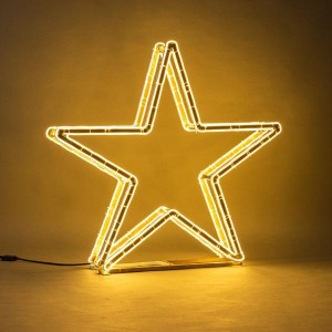 Επαγγελματικό σχέδιο αστέρι 3D Neon με led φωτοσωλήνα διπλής όψης και θερμό λευκό φως Ip65 97x14x93 εκ 
