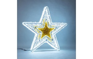 Επαγγελματικό σχέδιο αστέρι χριστουγεννιάτικο 3D με φωτοσωλήνα και Led λαμπάκια ψυχρό λευκό φως Ip65 115x16x118 εκ