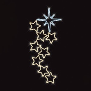 Επαγγελματικό σχέδιο επιστύλιο αστέρι της Βηθλεέμ και αστεράκια με φωτοσωλήνα led σε ψυχρό λευκό και θερμό λευκό φως Ip65 80x190 εκ