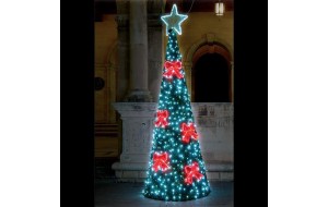 Επαγγελματικό σχέδιο Χριστουγεννιάτικο δέντρο 3D με φωτοσωλήνα led λευκό και κόκκινο και λαμπάκια με λευκό ψυχρό φως Ip65 180X500 εκ
