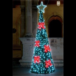 Επαγγελματικό σχέδιο Χριστουγεννιάτικο δέντρο 3D με φωτοσωλήνα led λευκό και κόκκινο και λαμπάκια με λευκό ψυχρό φως Ip65 180X500 εκ