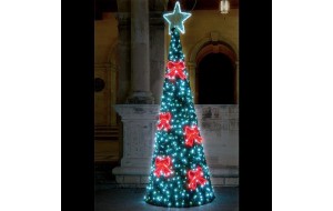 Επαγγελματικό σχέδιο Χριστουγεννιάτικο δέντρο 3D με φωτοσωλήνα led λευκό και κόκκινο και λαμπάκια με λευκό ψυχρό φως Ip65 260X700 εκ 