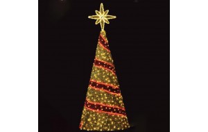 Επαγγελματικό σχέδιο Χριστουγεννιάτικο δέντρο 3D με φωτοσωλήνες σε λευκό θερμό και κόκκινο χρώμα και λαμπάκια θερμά led IP65 330x140 εκ