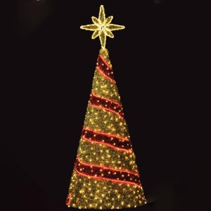 Επαγγελματικό σχέδιο Χριστουγεννιάτικο δέντρο 3D με φωτοσωλήνες σε λευκό θερμό και κόκκινο χρώμα και λαμπάκια θερμά led IP65 330x140 εκ