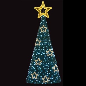 Επαγγελματικό σχέδιο Χριστουγεννιάτικο δέντρο 3D με φωτοσωλήνα led θερμό και κίτρινο φως και λαμπάκια led με ψυχρό λευκό φως Ip65 140X330 εκ