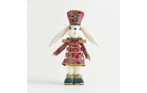 Μs Bunny χριστουγεννιάτικη φιγούρα λαγού ντυμένος σε μπορντό απόχρωση 25x12x32 εκ