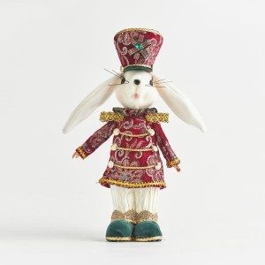 Μr Bunny χριστουγεννιάτικη φιγούρα λαγού με φορεσιά στρατιώτη σε μπορντό απόχρωση 25x12x32 εκ