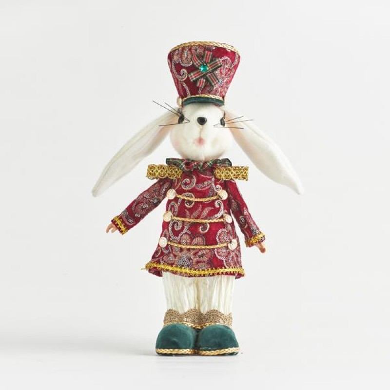 Μs Bunny χριστουγεννιάτικη φιγούρα λαγού ντυμένος σε μπορντό απόχρωση 25x12x32 εκ