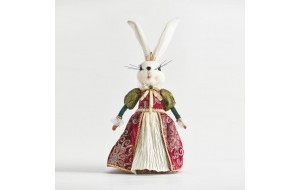 Μrs Bunny χριστουγεννιάτικη φιγούρα λαγού ντυμένος σε μπορντό απόχρωση 22x16x31 εκ