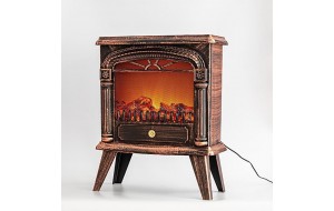 Διακοσμητικό τζάκι pp με εφέ φλόγας παλιωμένο χάλκινο 45,5x18,5x56 εκ