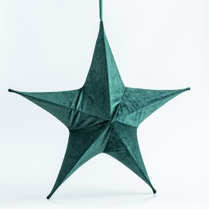 Διακοσμητικό βελούδινο αστέρι σε πράσινο χρώμα 80 εκ