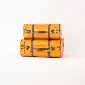 Ξύλινες βαλίτσες σετ των δύο σε ταμπά απόχρωση 40 και 45 εκ