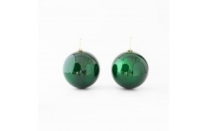 Πράσινη γυαλιστερή άθραυστη χριστουγεννιάτικη κρεμαστή μπάλα σετ των δύο 20 εκ