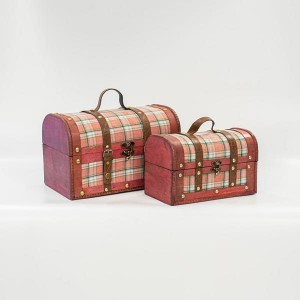 Διακοσμητικές υφασμάτινες βαλίτσες ροζ καφέ σε των δύο σε δύο διαστάσεις