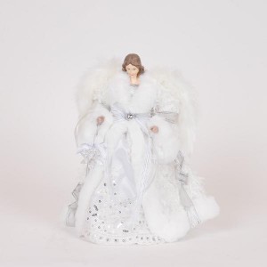 Χριστουγεννιάτικη διακοσμητική φιγούρα άγγελου κορυφή δέντρου με λευκή βελούδινη απόχρωση 30 εκ Χριστουγεννιάτικη διακοσμητική φιγούρα άγγελου κορυφή δέντρου με λευκή βελούδινη απόχρωση 30 εκ