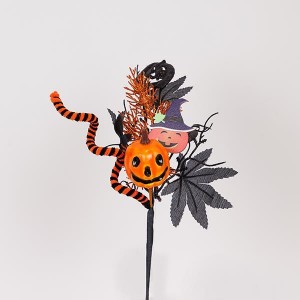 Διακοσμητικό κλαδί Halloween με κολοκύθα σετ έξι τεμαχίων 34 εκ